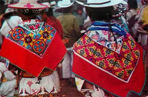 Mexico ethnic types Huichol Indians wearing their hand-embroidered capea