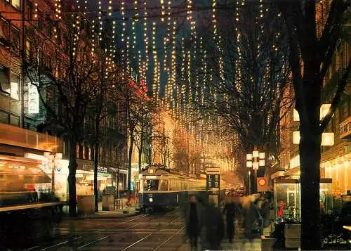 Switzerland Zurich Bahnhofstrasse night view