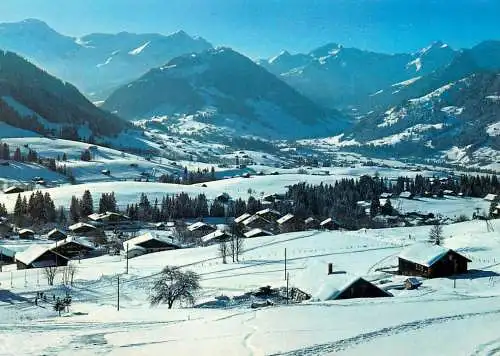 Switzerland Schonried winter aspect mountain scenery general view
