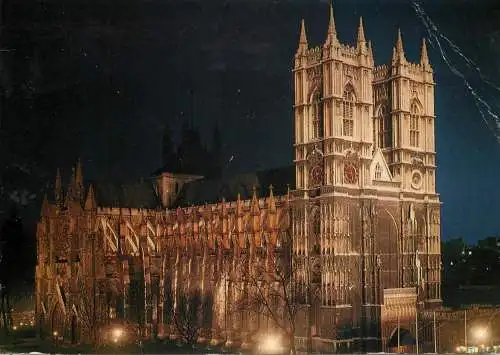 England London Westminster Abbey floodlit nocturnal view