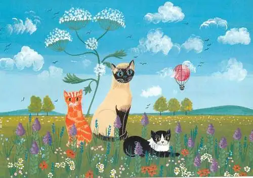 Summertime cats in the meadow Susi Amati illustration