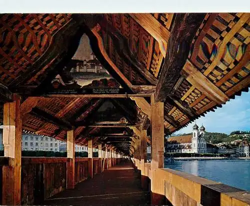 Switzerland Luzern Kapellbrucke wooden rustic bridge