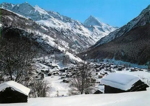 Switzerland Val d'Herens, Valais, Village de Hauderes & la Dent-Blanche
