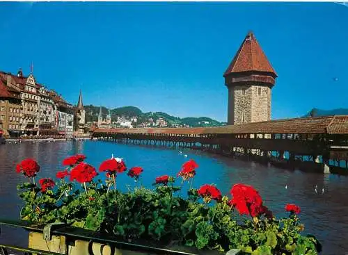 Switzerland Luzern Kapellbrucke Hofkirche