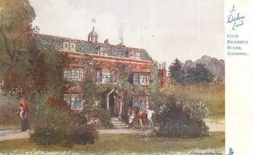 British fine art scenic postcard painting Gadshill Dicken's house