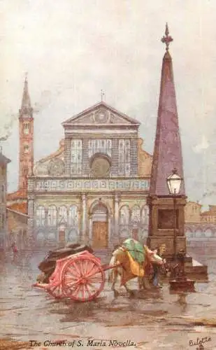 British fine art scenic postcard painting Oillette the church of S. Maria Novella