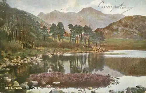 British fine art scenic postcard painting Blea Tarn Coniston Cumpstow