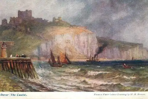 British fine art scenic postcard painting Dover castle