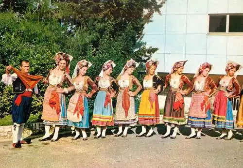 Greek traditional costumes types and scenes