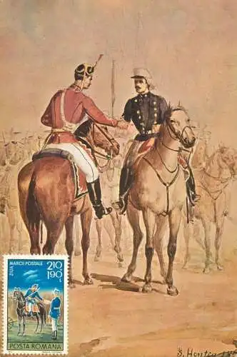 Romania carte postala aniversara a Centenarului Independentei de Stat "Intalinirea" pictura Sava Hentia