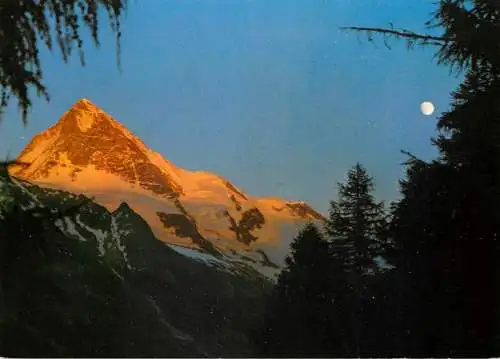 Switzerland La Dent-Blanche coucher de soleil & pleine lune