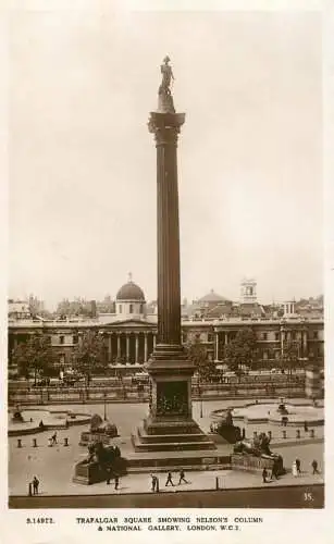 England London Trafalgar Square showing National Gallery & Nelson's Column