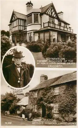 Wales RT Hon. D. Lloyd George OM MP present & boyhood residences
