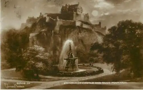 Scotland Edinburgh Castle & Ross Fountain