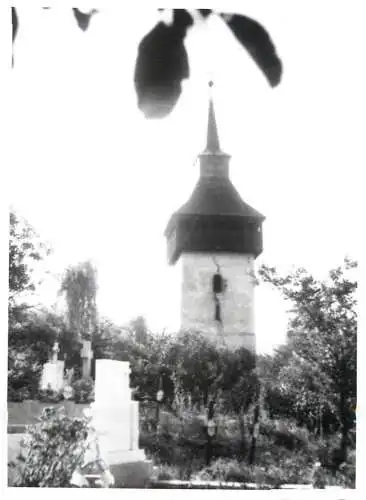 Romania architecture photo 9 x 12 cm Romania church facade and tower cemetery 1965
