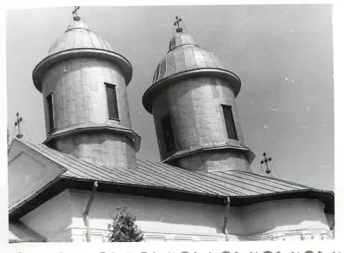 Romania architecture photo 9 x 12 cm Romania church facade and towers