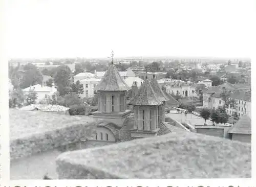 Romania architecture photo 9 x 12 cm rooftop scene and cathedral towers