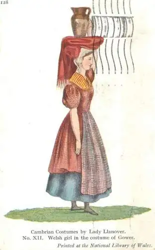 Cambrian Costumes by Lady Llanover Welsh girl in costume of Gower