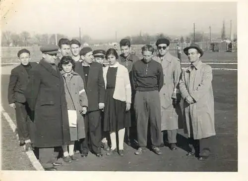 Original foto photo social history Romania teacher and students on football court