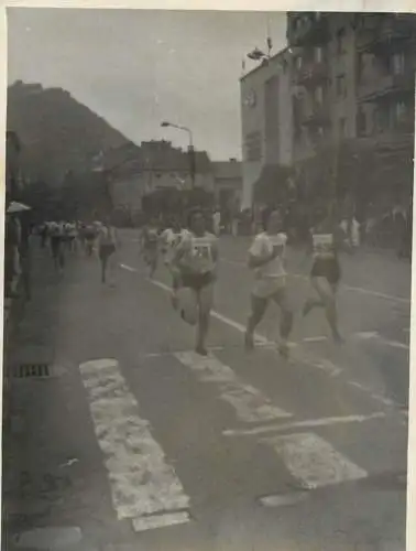 Original foto photo social history Romania Sibiu communist parade and athletic race
