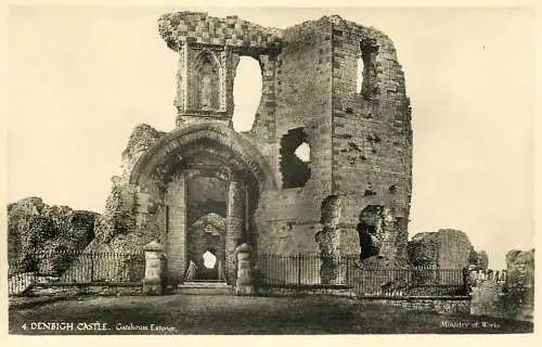 Wales Denbigh castle gatehouse exterior view