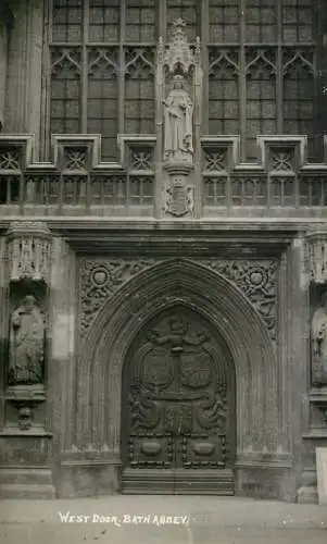 England Bath Abbey west door detail view