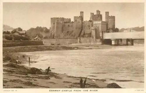 Wales Conway Castle from the river Tuck postcard