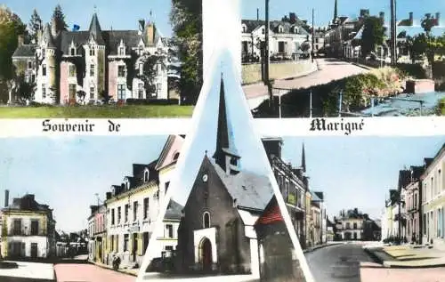 cpsm France Souvenir de Marigne (Sarthe) Chateau de Ronceray & different aspects