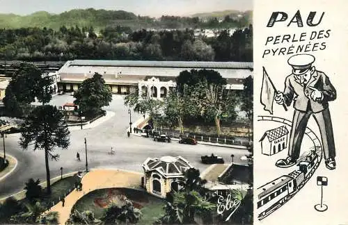 cpsm France Pau La Gare et Coteaux de Jurancon