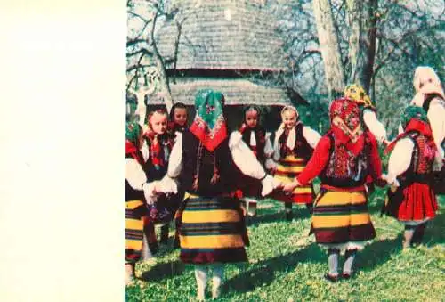 Romania folklore & ethnography traditional costumes in Mara children round dance