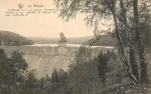 Belgique La Gileppe barrage et lion statue