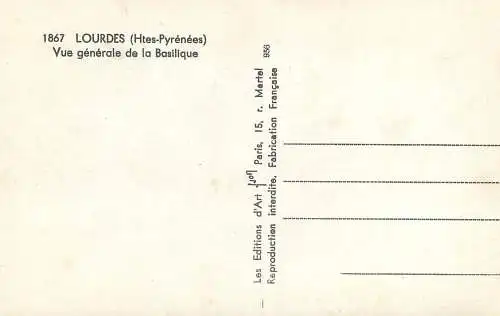 cpsm France Lourdes vue generale de la Basilique