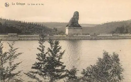 Belgique La Gileppe barrage et lion statue 1928