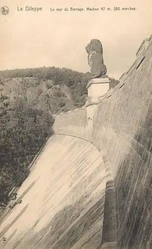 Belgique La Gileppe barrage et lion statue 1928