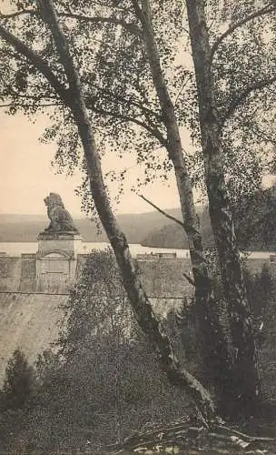 Belgique La Gileppe barrage et lion statue 1928