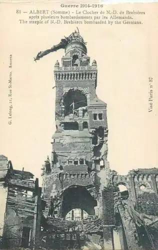 Guerre 1914-1916 France Albert (Somme) cathedral