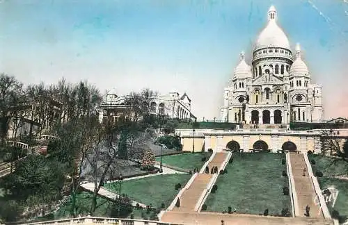 cpsm France Paris Basilique Sacre-Coeur de Montmartre & le funiculaire