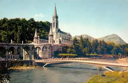 cpsm France Lourdes La Basilique & le Gave