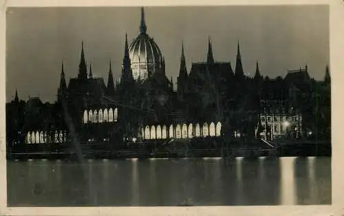 Hungary Budapest Parliament Orszaghaz illuminated building