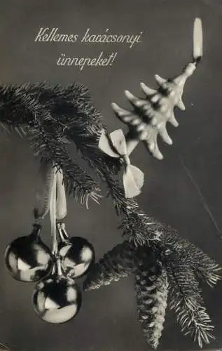 Hungary Christmas greetings decorated tree branch