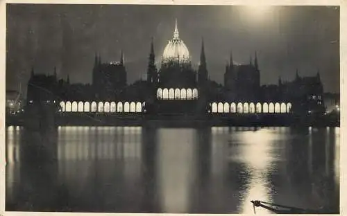 Hungary Budapest Parliament illuminated building nocturnal aspect