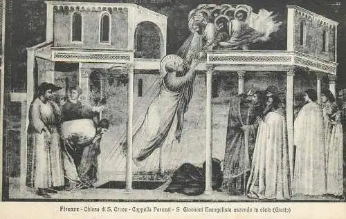 Italy Firenze Chiesa di S Croce Cappella Peruzzi S Giovanni Evangelista ascende al cielo (Giotto)