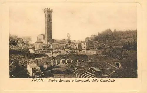 Italy Fiesole Teatro Romano e Campanile della Cattedrale