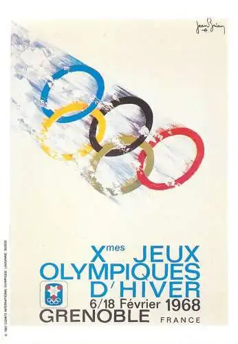 Olympic Games poster postcard 1991 - Grenoble France