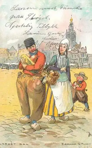 Artist Edmund G. Fuller Dutch market types caricatures 1905