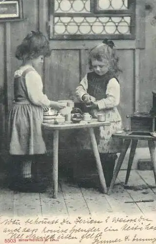 Children scenes girls tea 1907