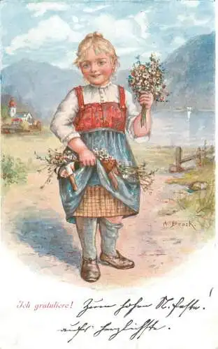 Kunstler-AK A. Brock - Ich gratuliere! 1909