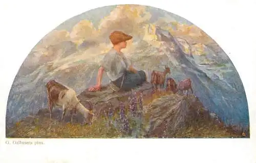 Künstler AK G. Galbusera Swiss alpine landscape