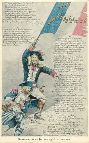 Lucerne souvenir du 14 Juillet 1916 La Marseillaise patriotique cpa
