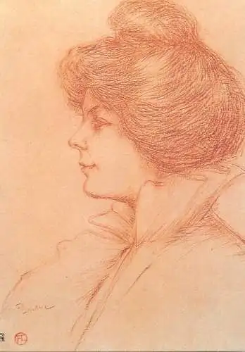 Fine arts postcard lithographie Toulouse Lautrec portrait de fille